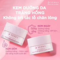 Bộ Kem Dưỡng Senka Sáng Da Mờ Thâm Sạm Ngày Và Đêm Aqua Bright Glow 50g