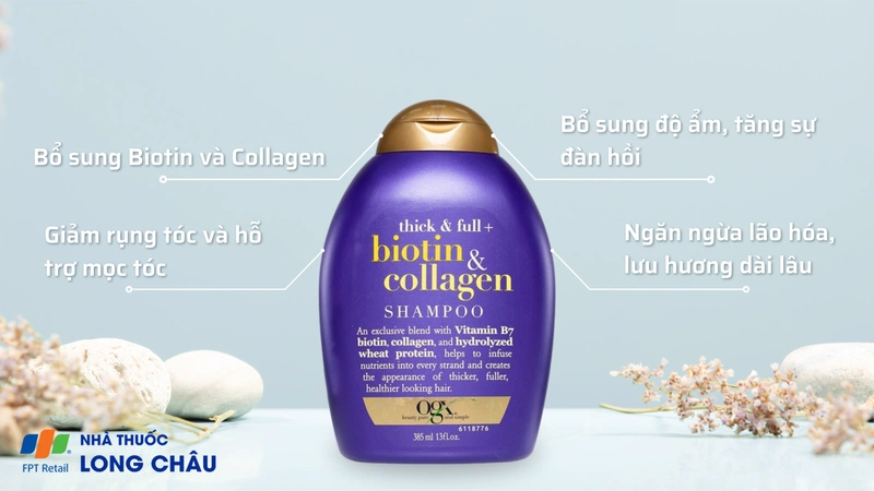 Dầu gội đầu OGX Thick And Full + Biotin And Collagen Shampoo dành cho tóc yếu, tổn thương, gãy, rụng (385ml)