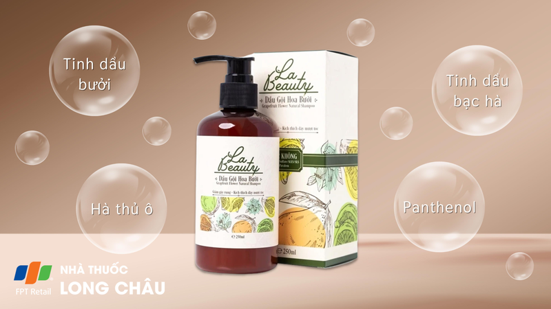 Dầu gội hoa bưởi La Beauty giảm gãy rụng, kích thích dày mượt tóc, loại bỏ nhờn, ngăn nấm và gàu (250ml)