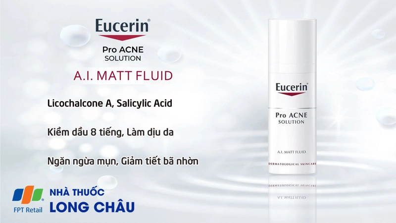 Kem Eucerin Pro Acne Solution A.I Matt Fluid kiểm soát dầu cho da mụn nhạy cảm (50ml)