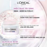 Kem Dưỡng LOreal Paris Sáng Mịn Mờ Thâm Nám Ban Đêm Glycolic-Bright Glowing Cream Night 50ml