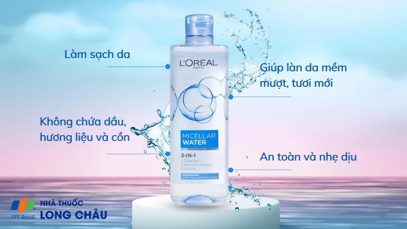 Nước tẩy trang L'Oreal Micellar Water 3-in-1 Refreshing dành cho da nhạy cảm (400ml)