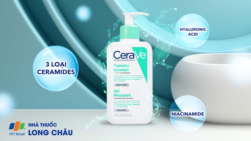 Sữa rửa mặt sạch sâu dành cho da dầu Cerave Developed With Dermatologists Foaming Cleanser (236ml)