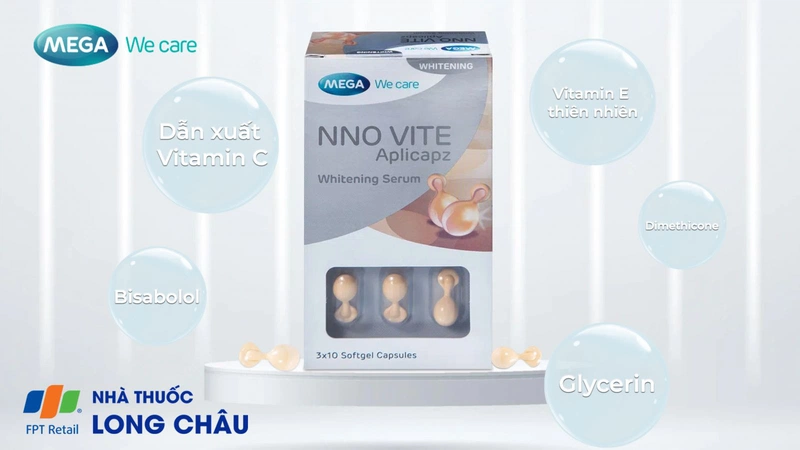 Viên nang mềm NNO Vite Whitening Serum hỗn hợp làm trắng da, giảm kích ứng da và cải thiện tình trạng da (3 vỉ x 10 viên)