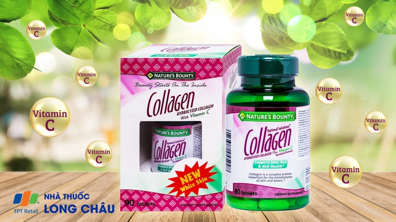 Viên uống Collagen Hydrolyzed with vitamin C chống oxy hóa, giảm lão hóa da (90 viên)